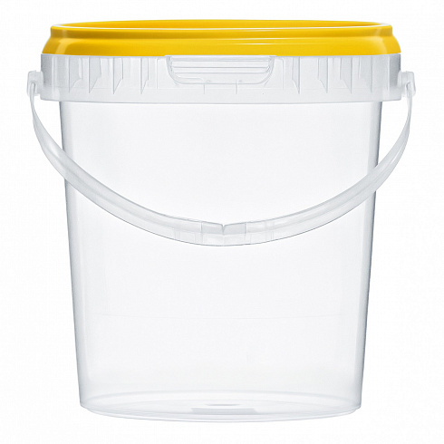 прозрачное ведро 1,1 л пластиковое с желтой крышкой