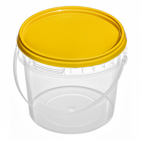 прозрачное ведро 0,365 л с желтой крышкой