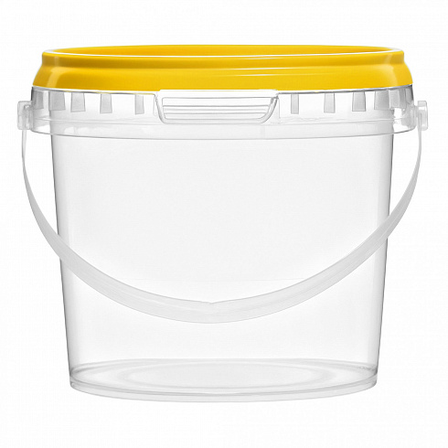 прозрачное ведро 0,365 л с желтой крышкой