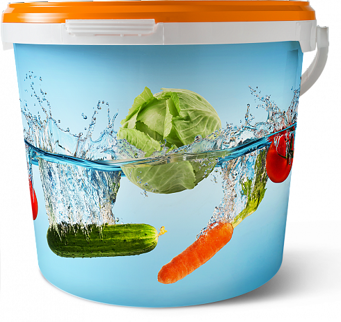 дачное ведро 5 литров, декорированное этикеткой (овощи)