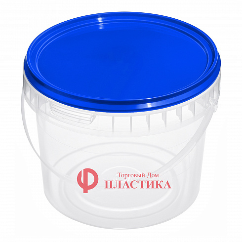 прозрачное ведро 2,3 л с синей крышкой