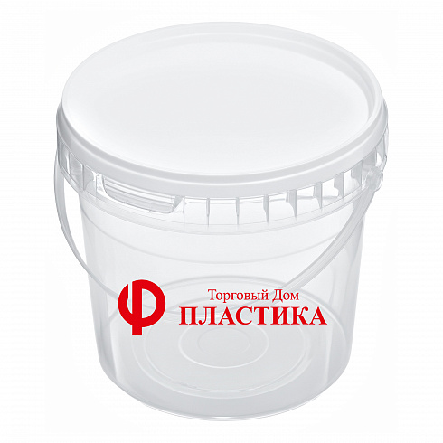 прозрачное ведро 0,86 л с белой крышкой