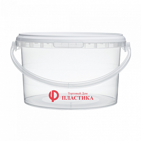 прозрачное ведро 2,6 л с белой крышкой