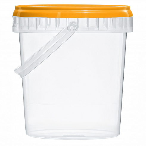 прозрачное ведро 0,85 л с оранжевой крышкой