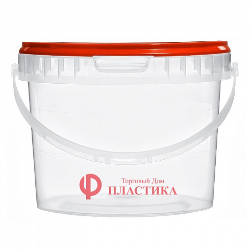 прозрачное ведро 2,3 л с красной крышкой